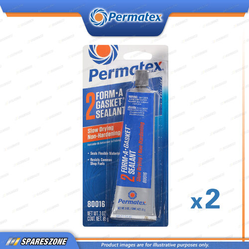 2 x Permatex Form-A-Gasket #2 Sealants Carded 85G Slow-Drying Non-Hardening