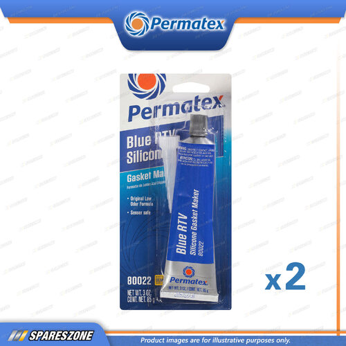 2 x Permatex Sensor Safe Blue Silicone RTV Gasket Maker 85G Low Odor Formula