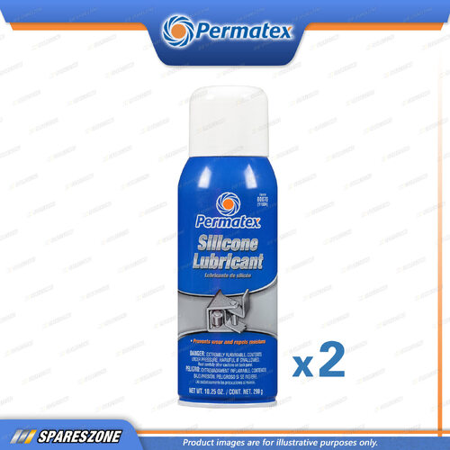 2 x Permatex Silicone Lubricant Aerosol Sprays 290G High Silicone Formula