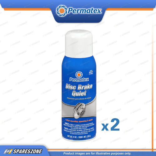 2 x Permatex Disc Brake Quiet Aerosol Sprays 255G Auto Brake Maintenance&Repairs