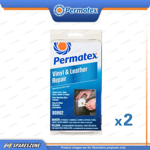 2 x Permatex Vinyl & Leather Repair Kit Clamshell - Repair Compound & Adhesive