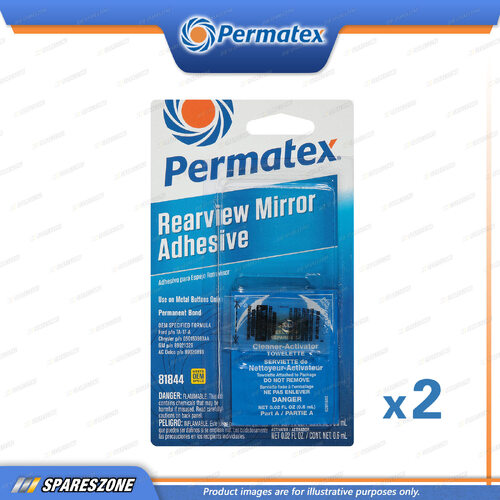 2 x Permatex Rearview Mirror Adhesive Windshields 2 Part Kits 0.3+0.6ML