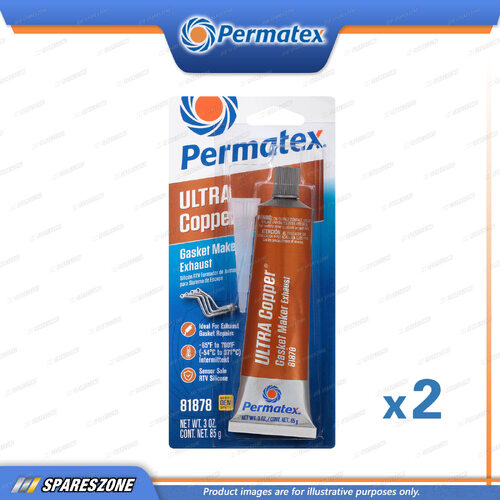 2 x Permatex Ultra Copper Max Temperature Gasket Maker 85G Non-Corrosive