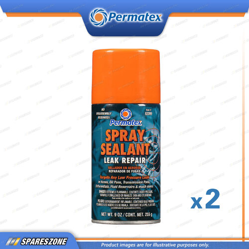 2 x Permatex Spray N Seal Leak Repair Aerosol 255G Durable Rubber Barrier