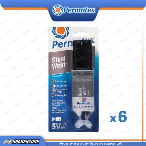 6 x Permatex 4 Minute Multi - Metal Epoxy Versatile Adhesives Dual Syringe 25ML