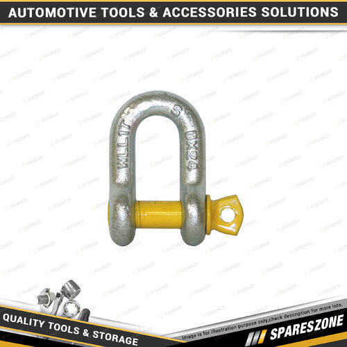 Loadmaster 10mm D-Shackle - 1000KG Working Load Limit Silver Body & Yellow Pin