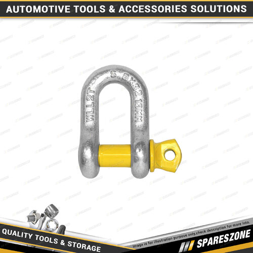 Loadmaster 13mm D-Shackle - 2000KG Working Load Limit Silver Body & Yellow Pin