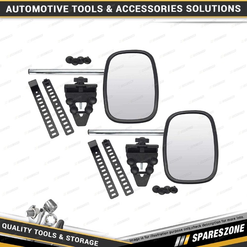 2Pc Pro-Kit Strap-on Towing Mirror Set - 390mm Extension Arm & 200x130mm Mirror