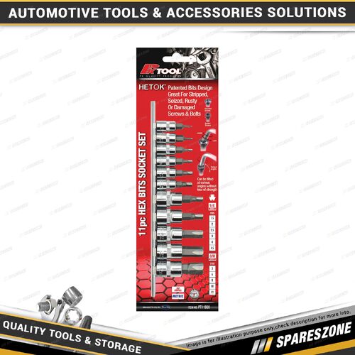 11 Pcs of PK Tool Hetok Hex Bits Socket Set - Patented Bits Design S2 Steel