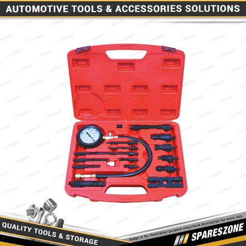 19 Pcs of PK Tool Diesel Engine Compression Tester Kit - 1000psi Gauge 40cm Hose