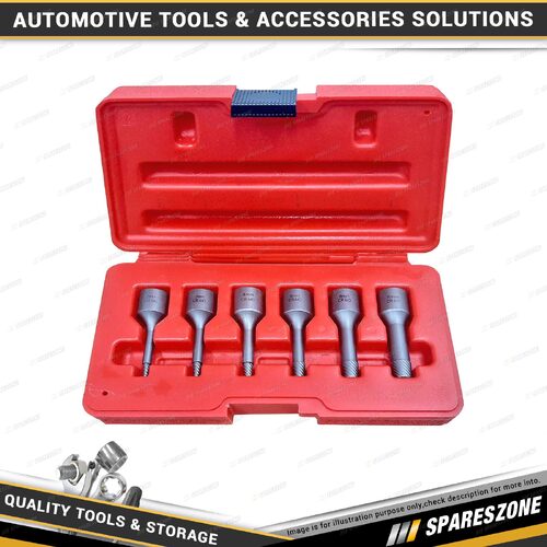 6 Pcs of PK Tool 3/8 Inch Dr Bolt & Screw Extractor Twist Socket Set - Cr-Mo