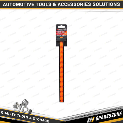 PK Tool 1/4 Inch Drive Socket Aluminium Rail - Holds 12 Sockets 300mm Length