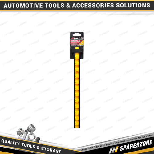 PK Tool 3/8 Inch Drive Socket Aluminium Rail - Holds 12 Sockets 300mm Length