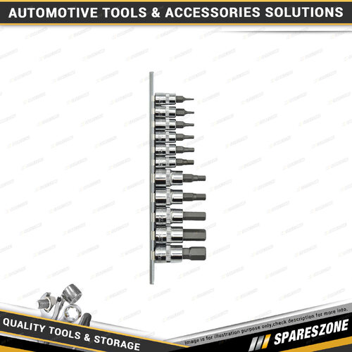 11 Pcs of PK Tool 1/4 Inch & 3/8 Inch Drive Metric Hex Bit Socket Set - S2 Steel