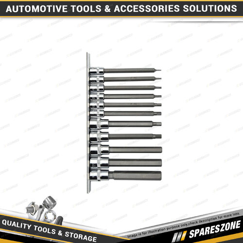 11 Pcs of PK Tool 1/4" & 3/8" Drive Metric 100mm Hex Bits Socket Set - S2 Steel