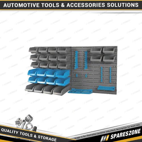 PK Tool Hi Density Plastic Wall Mounted with 43 Pcs Storage Bins & Tool Holders