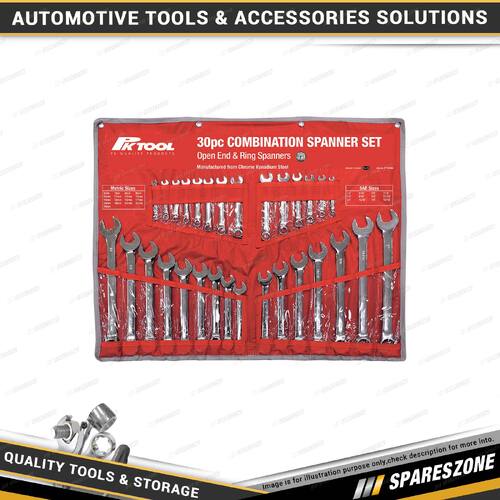 30 Pcs of PK Tool Metric & SAE Cr-V Combination Spanner Set - 12 Point Ring End