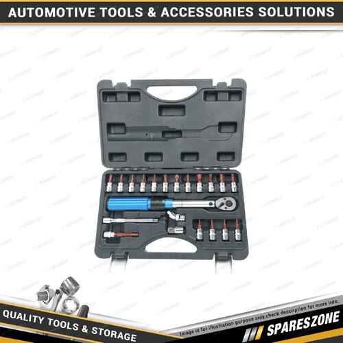 21 Pcs of PK Tool 1/4" Dr Torque Wrench Set - S2 Steel Bit & CR-V Ratchet Head