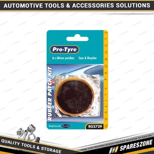 6 Pcs of Pro-Tyre Rubber Patch Kit - 60mm Round Patches for Cars & Bicycles