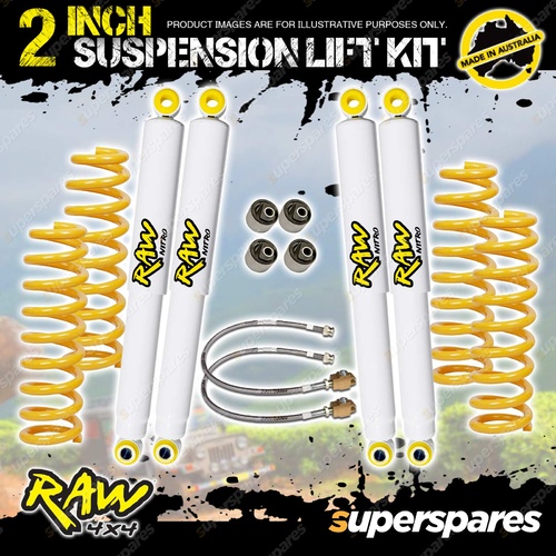 50mm Raw Nitro Lift Kit Castor Bushes Brake lines for Toyota Landcruiser 80 105