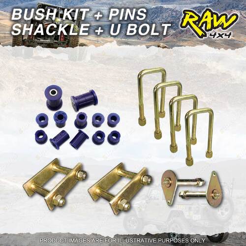 Front RAW 4x4 Leaf Springs Bush Shackle U-bolt Pin Kit for Nissan Patrol GQ Y60