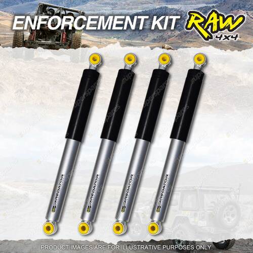 Front + Rear 50mm RAW 4x4 Predator Shock Absorbers for Jeep Wrangler JK