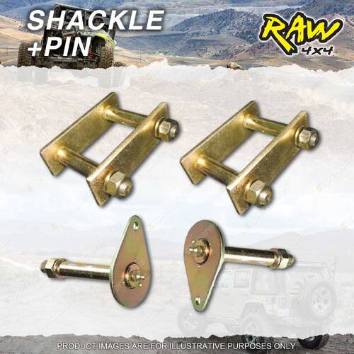 Front RAW 4X4 Springs Shackles + Pins for Toyota Landcruiser FJ60 FJ62 HJ60 HJ61