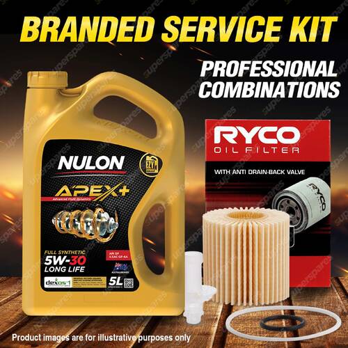 Ryco Oil Filter 5L APX5W30D1 Eng. Oil Service Kit for Toyota Camry AVV50R Tarago