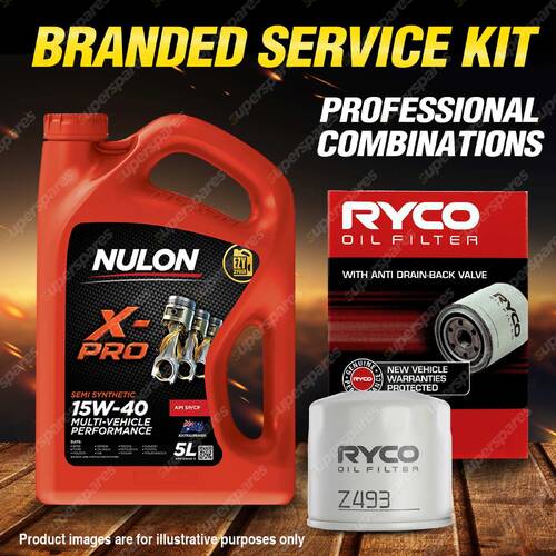 Ryco Oil Filter 5L XPR15W40 Eng. Oil Service Kit for Subaru Leone Rx Vortex AX4