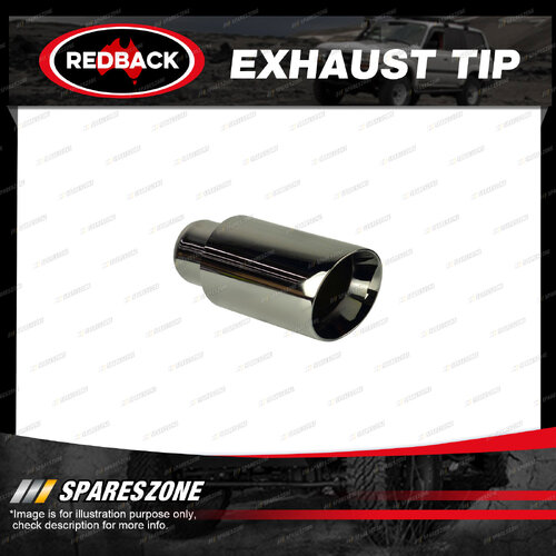 Redback Exhaust Tip - 63mm 2-1/2" In 101mm 4" Out 203mm Long Black Chrome