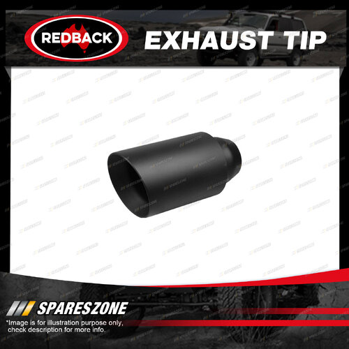 Redback Exhaust Tip - 57mm 2-1/4" In 101mm 4" Out 203mm Long Black Matt