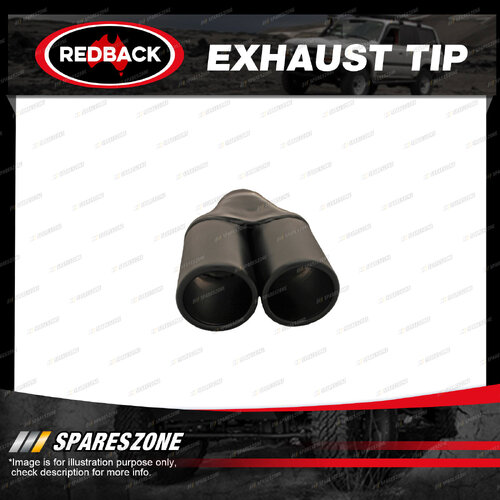 Redback Exhaust Tip Y-Piece - 51-76mm In 2x76mm Out 203mm Long Black Matt