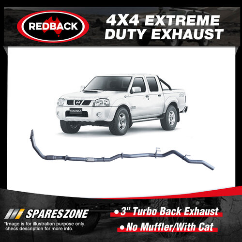 Redback 3" Exhaust No Muffler With Cat for Nissan Navara D22 3.0L 11/01-01/08