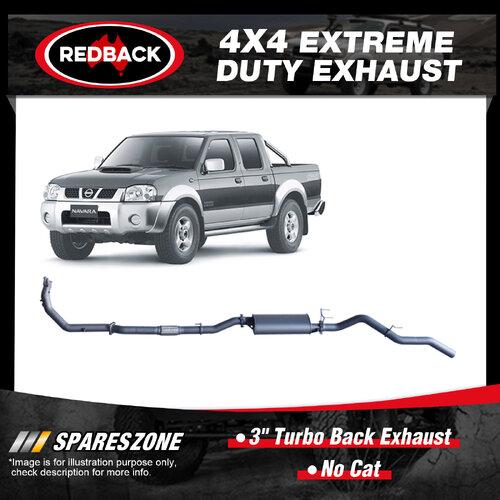 Redback 3" Exhaust No Cat for Nissan Navara D22 2.5L Diesel 03/2002-10/2015