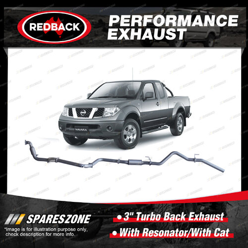 Redback 3" Exhaust With Resonator & Cat for Nissan Navara D40 2.5L 07-15