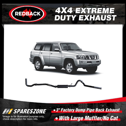 Redback 3" Exhaust With Large Muffler No Cat for Nissan Patrol Y61 GU 1998-2007