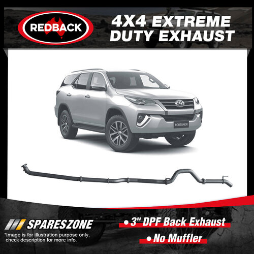 Redback 3" DPF Back Exhaust No Muffler for Toyota Fortuner GUN156R 2.8L 2015-On