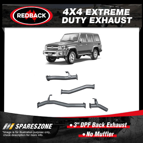 Redback 3" DPF Back Exhaust No Muffler for Toyota Landcruiser VDJ76R 70TH 4.5L