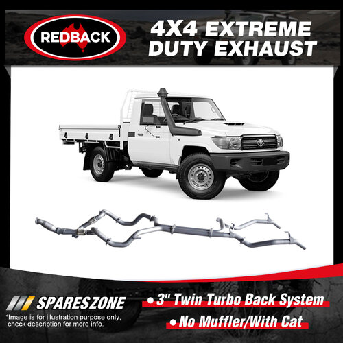 Redback 3" Exhaust No Muffler With Cat for Toyota Landcruiser VDJ79R TD