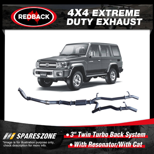 Redback 3" Exhaust With Resonator & Cat for Toyota Landcruiser VDJ76R 70TH