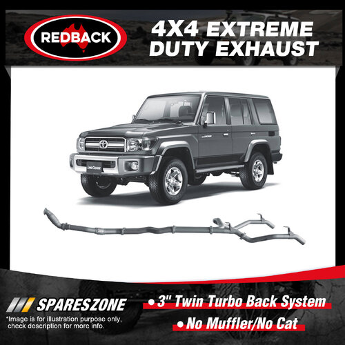 Redback 3" Exhaust No Muffler No Cat for Toyota Landcruiser VDJ76R 70TH