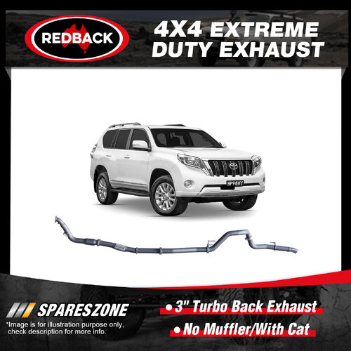 Redback 3" Exhaust No Muffler With Cat for Toyota Landcruiser Prado 120 150 Ser