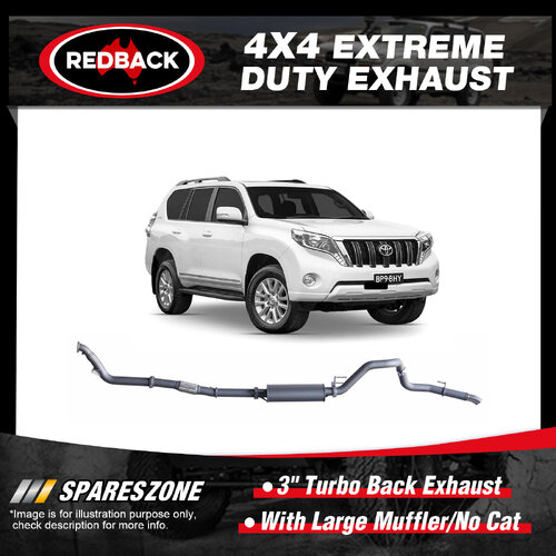 Redback 3" Exhaust W/Large Muffler No Cat for Toyota Landcruiser Prado 120 150