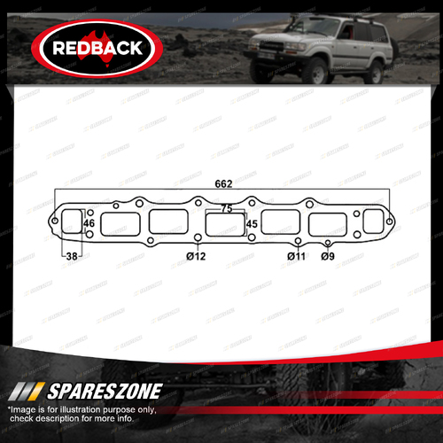 Redback DSF Exhaust Manifold Gasket for Toyota Landcruiser 3F 5955cc 6 Cylinders