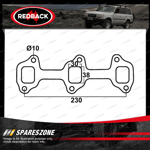 Redback DSF Exhaust Manifold Gasket for Toyota Landcruiser HJ45 H 3.6L Diesel