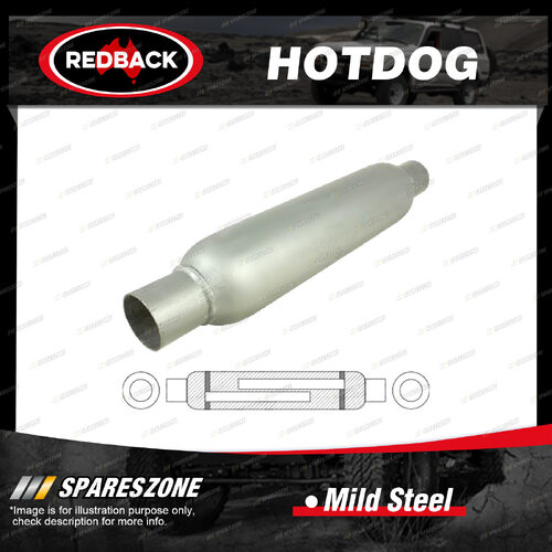 Redback Hotdog - 375mm Long 45mm 1-3/4" Spiral Louvered With Spigots Baffled