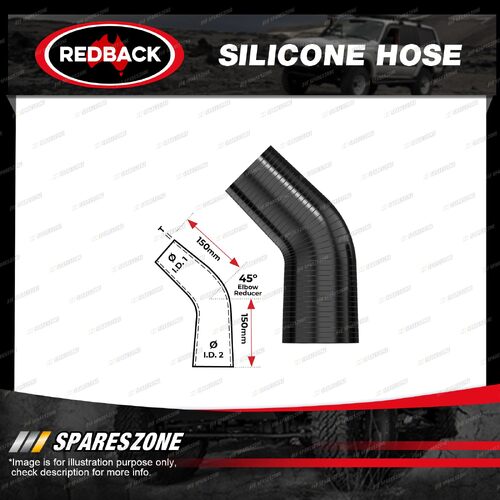 Redback 3-1/2" in 4" out Silicone Hose - 45 Deg Bend Black Chemical Resistance