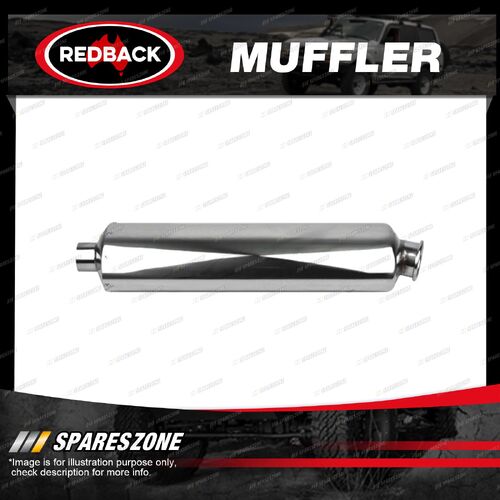 Redback Motorbike Muffler - Body size 115mm 4-1/2" x 90mm 3-1/2" Stainless Steel