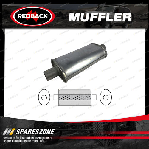 Redback Universal Muffler - 5" x 3" Oval 8" Long 1 3/4" Centre/Centre