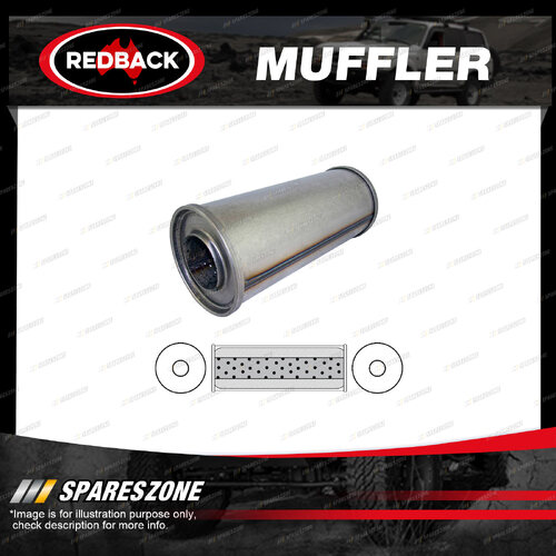 Redback Universal Muffler - 5" Round 12" Long 3" C/C Megaflow 409 Stainless